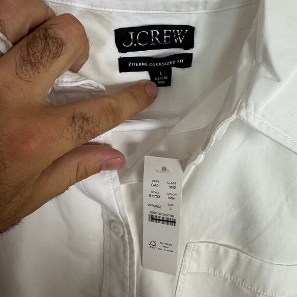 J.Crew Étienne Maura Oversized Fit Shirt WMNS L White BY733 Button Up Relaxed LS - Picture 5 of 9